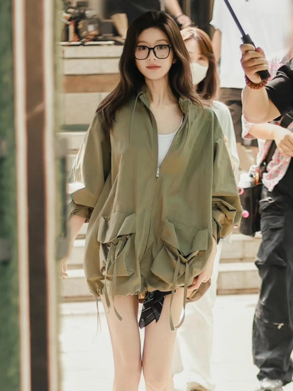 Korean Style Short Workwear Windbreaker Jacket Women's Beautiful Unique Early Autumn Unique Windproof Outerwear