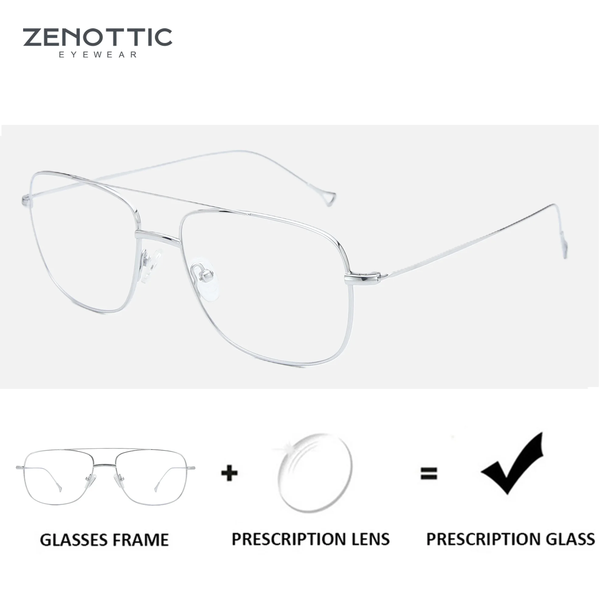 ZENOTTIC Pure Titanium Prescription Myopia Pilot Sunglasses Photochromic Polarized Oversize Sun Glasses for Men Women Shades