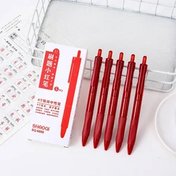 Tête de stylo gel au carbone rouge, tête de stylo ST créative, presse à ressort, stylo à eau, cours des enseignants, devoirs, papeterie scolaire, 0.5mm, 5 pièces par boîte