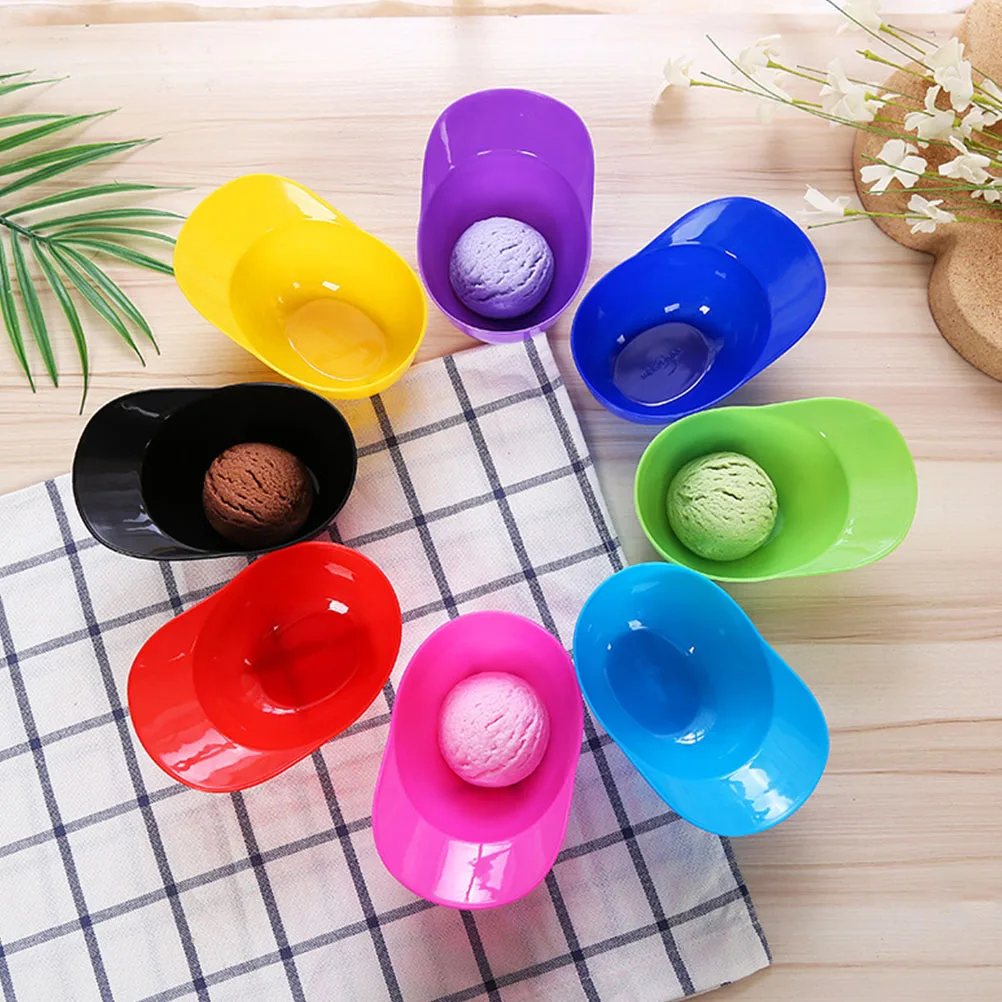 

12pcs Candy Colored Ice Cream Bowl Baseball Hat Design Sturdy Storage Bowl for Kids Dessert Pudding Food Holder Kitchen Gadgets