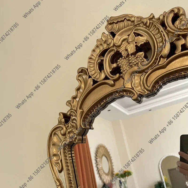 W European Style Dressing Mirror Retro Carved Fitting Floor-to-body Can Be Wall-hung Bedroom Cloakroom Large Mirror For Entrance