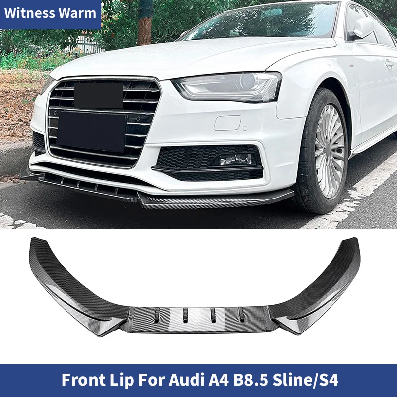 

ABS Gloss black Front Lip Bumper Splitter Carbon Look Front Shovel For Audi A4 B8.5 S4 Sline 2013 - 2016