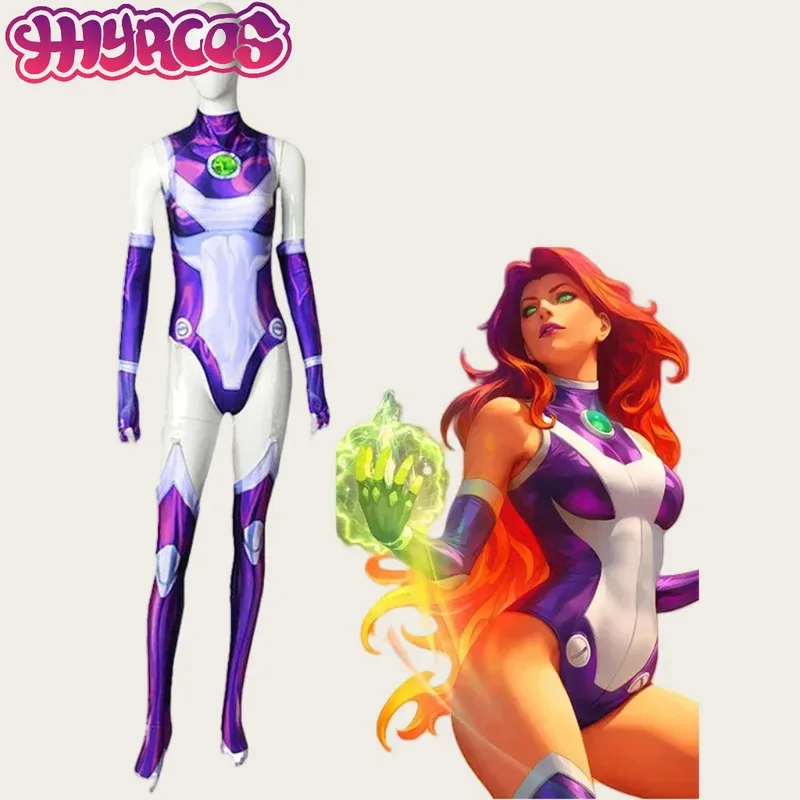 

Аниме Тай Тан Комбинезон Зентаи Боди Starfire Супергерой Косплей Костюм Сексуальные Женщины Мужчины Карнавальные Вечерние Наряды Хэллоуин; 3'v, 6