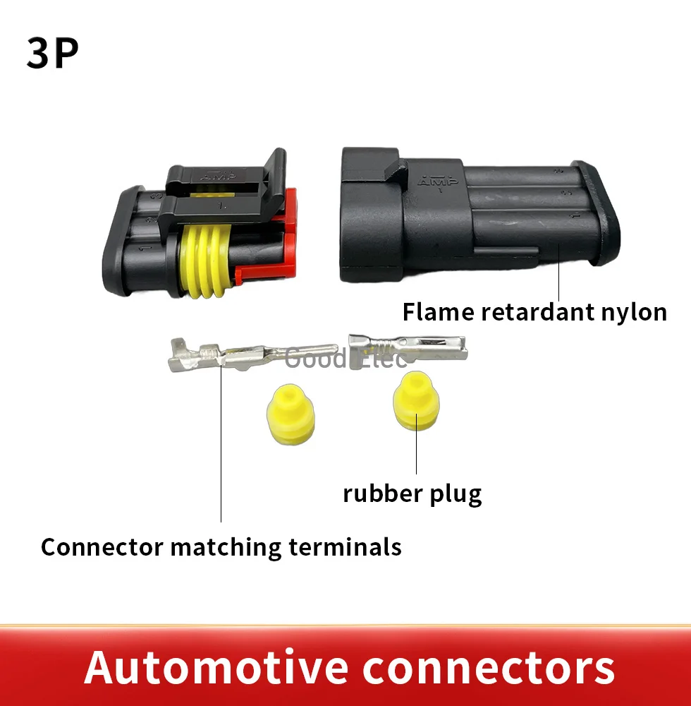 1/2/5/10sets 3pin waterproof wires car connector plugs wired wireless  Waterproof Auto Connector Male Female Plug 15CM 18AWG Wir