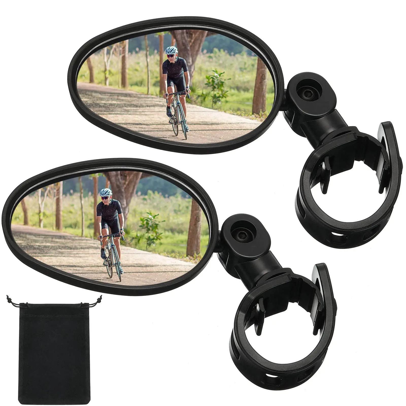 Electric Scooter Rear View Mirror Adjustable Rotatable Handlebar Mirror 360 Degree Wide Angle Cycling Bicycle E-Bike Mirror