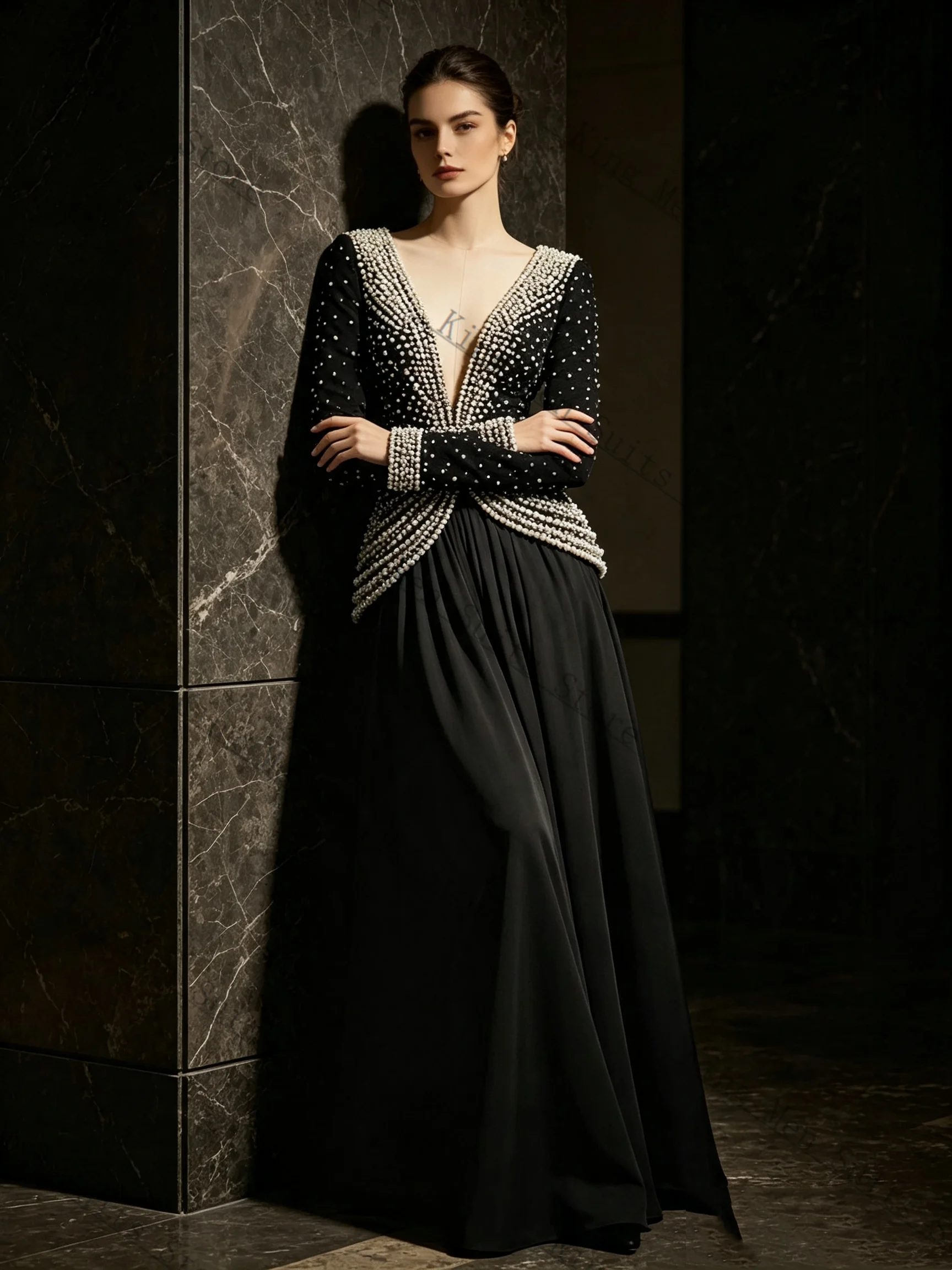Women Luxury Formal Wear - Crystals Black Women Suits Set 2