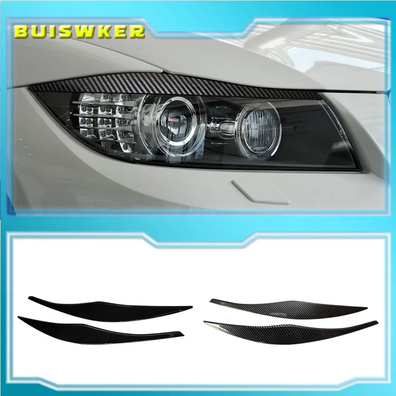 Für BMW 3er E90 E91 2005-2011 Limousine / Touring 2 Stück ABS Hochglanz Schwarz Scheinwerfer-Augenbrauen Augenlider
