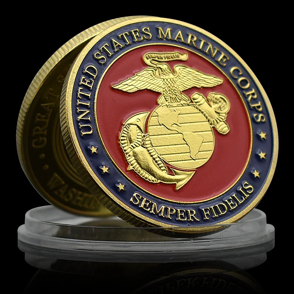 Gold Plated US Marine Corps Commemorative Coin Semper Fidelis Collectibles Art Souvenir Military Challenge Coin #2