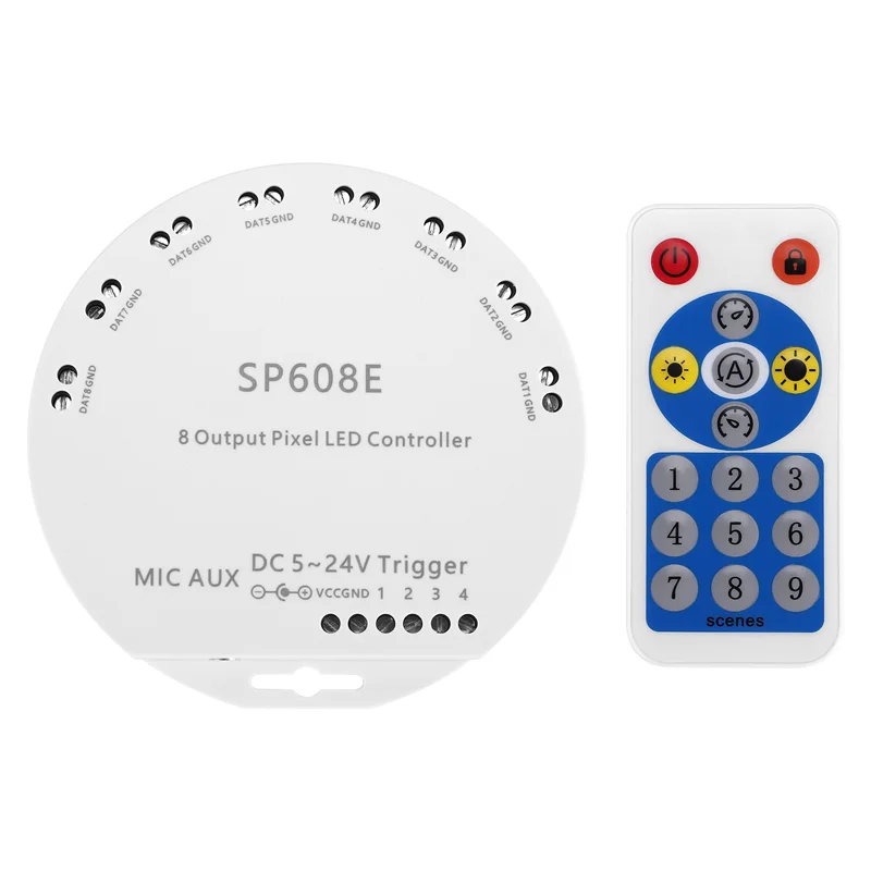 BAAG-SP608E DC5V-24V WS2812B Музыкальный контроллер Bluetooth APP с дистанционным управлением 8-канальный SP602E 4-канальный WS2811 WS2815 Светодиодная лента
