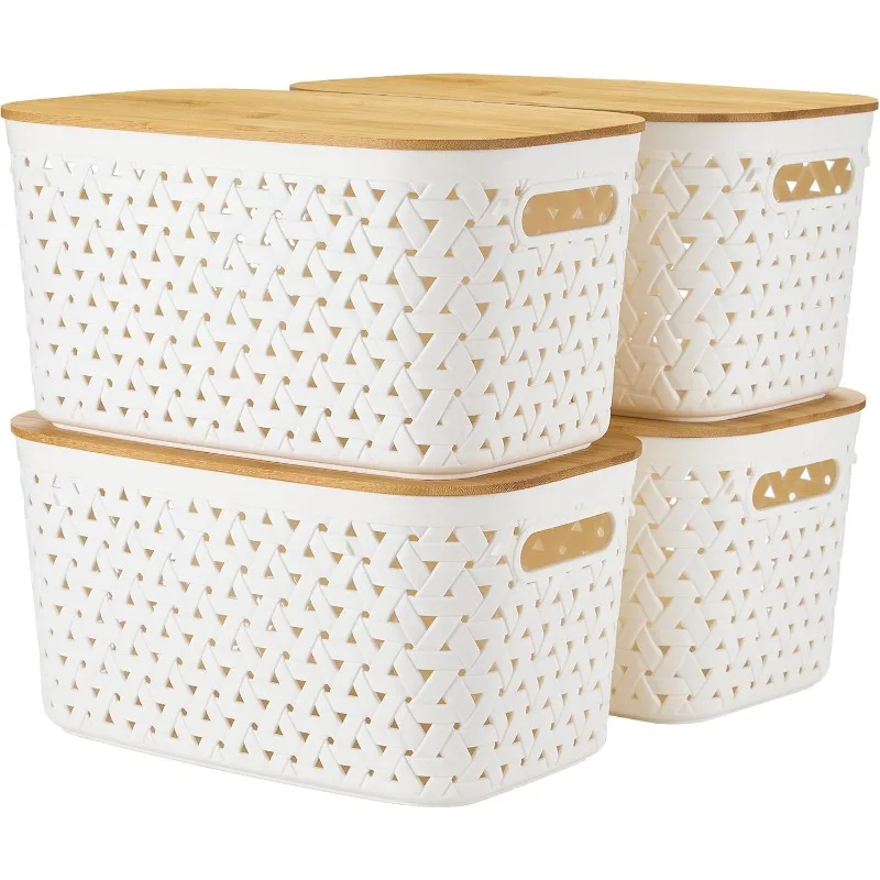 

Anysig Pantry Organization and Storage Containers Storage Baskets - Stackable Storage Bins for Shelves Drawers, Desk Closets,