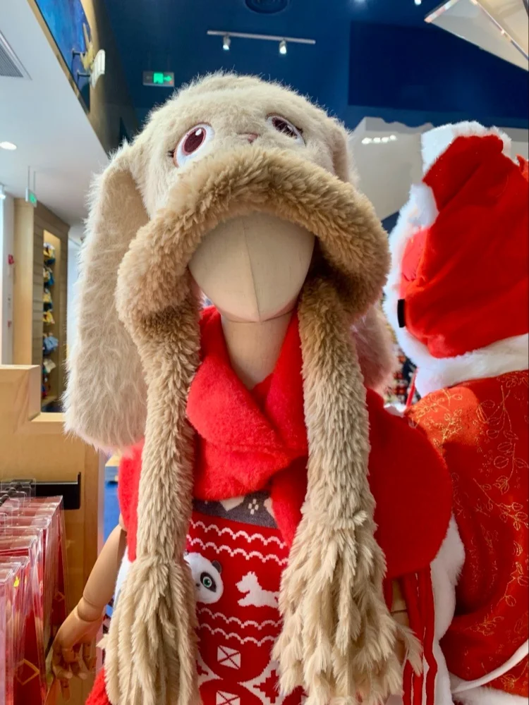 

Универсальная теплая плюшевая повязка на голову с ушками кролика в стиле «Кунг-фу Панда» для девочек, тематика Китайского Нового года - праздничный подарок-сувенир