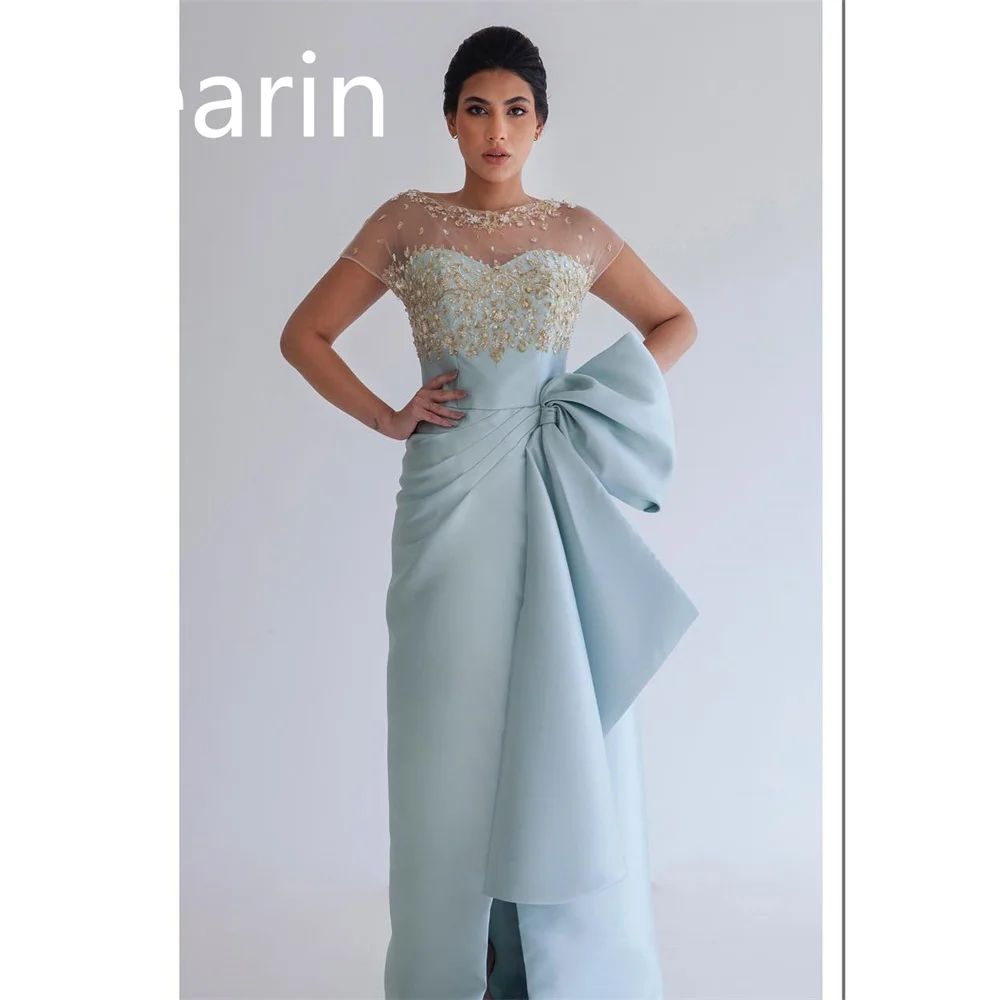 Customized Evening Gown Dearin Jewel Column Floor Length Skirts Bow Bespoke Occasion Dresses Prom Formal Dress Saudi Arabia