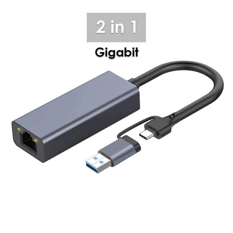 100/1000 Mbit/s USB C Externer Ethernet-Adapter Netzwerkkarte Typ C auf RJ45 LAN-kabelgebundenes Internetkabel für MacBook PC Windows 7 8 10
