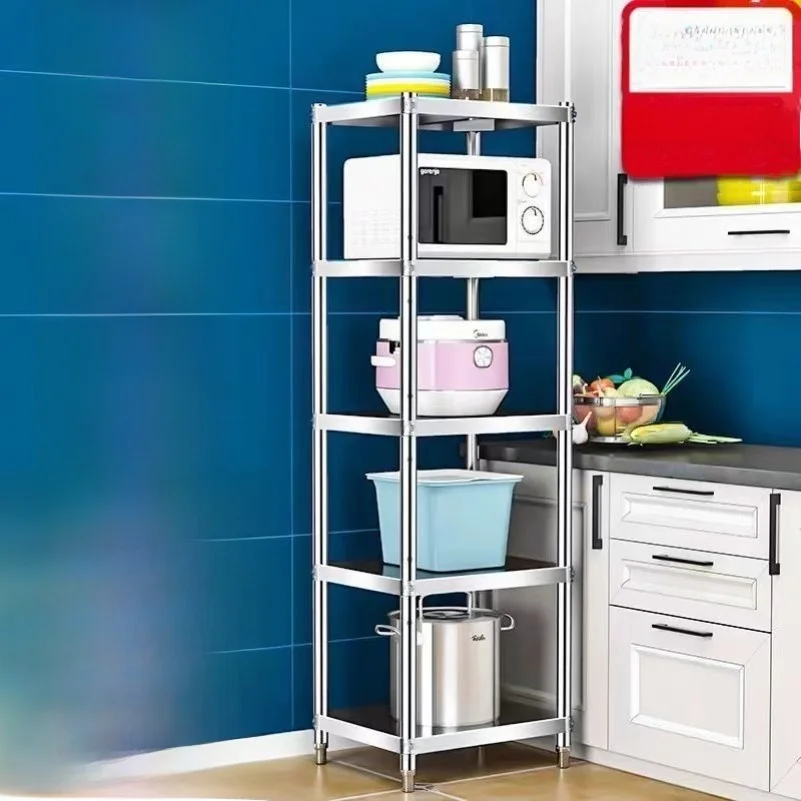 Kitchen Multi-Layer Storage Rack Narrow Stainless Steel Stand-alone  Organizer Carbon Steel Material for Kitchen Storage