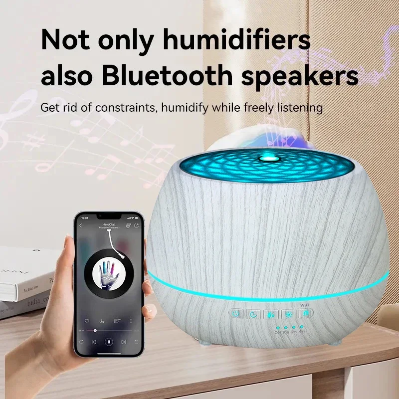 Ultrasonic Cool Mist Humidifier, Aroma Essential Oil Diffuser 7 Color Night Light with Bluetooth Music Speaker, Auto Shut Off