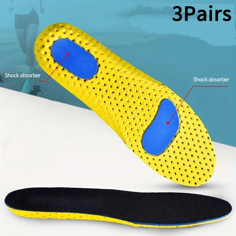 3Pairs New Orthopedic Memory Foam Insoles Sport Insert for Feet Man Women Soles Pad Mesh Orthotic Breathable Running Cushion