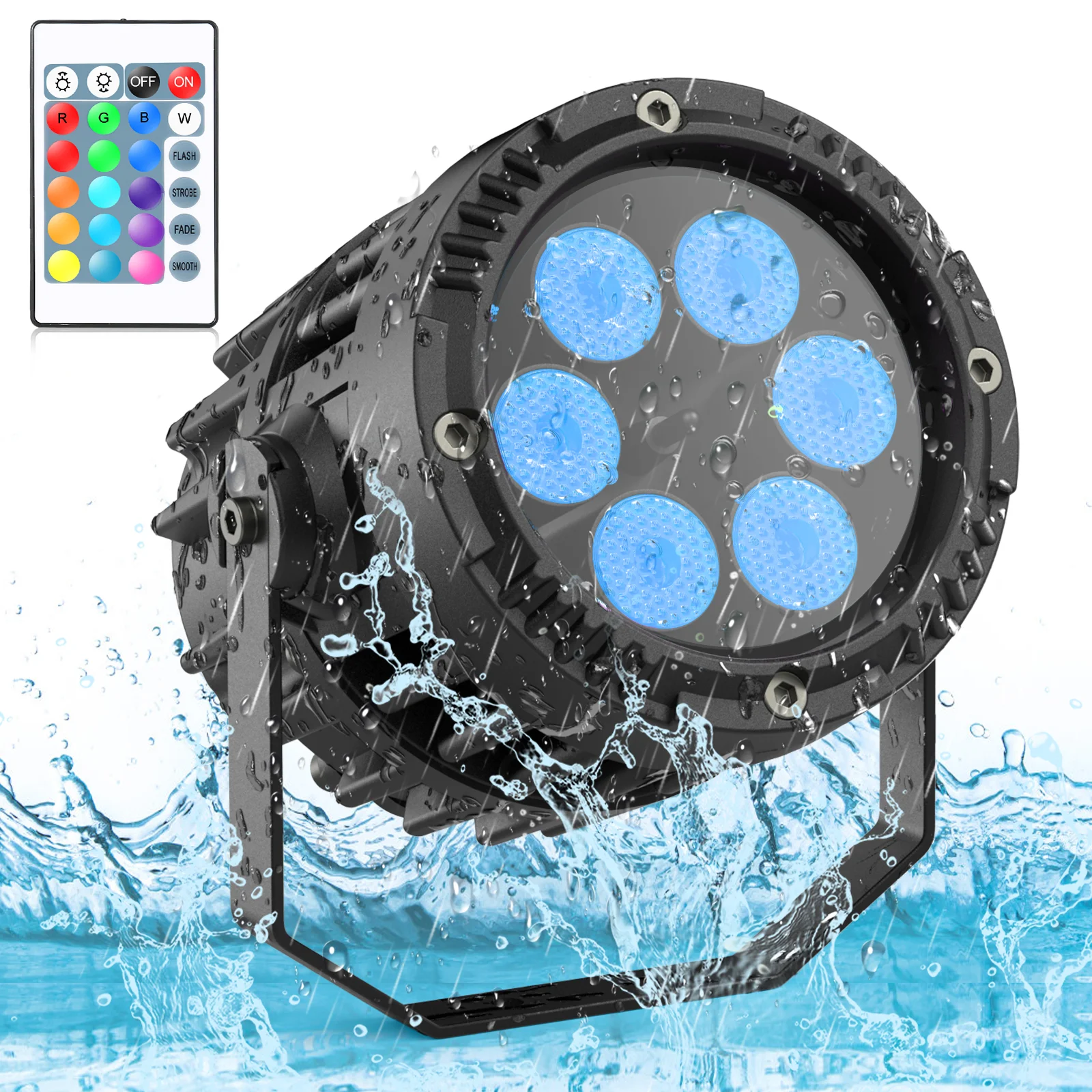 Yiflamefly 20W Wasserdichtes IP67 6LED Par-Licht mit Fernbedienung, Outdoor-Palm-Lampe, DMX-Bühnenlicht für DJ-Konzerte, Hochzeiten und Partys