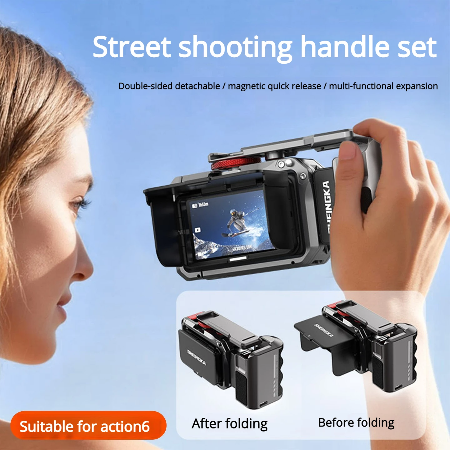 

Applicable to DJI Action 6 Rabbit Cage Camera Expansion Frame Metal Riding Magnetic Base Handheld Bracket Accessory