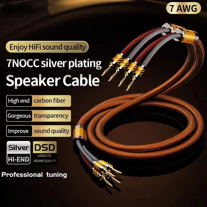 HIFI Banana Plug Connector Audio Cables 7N OCC Speaker Cable Loudspeaker Single Crystal Copper Silver Plated High-end Amplifier