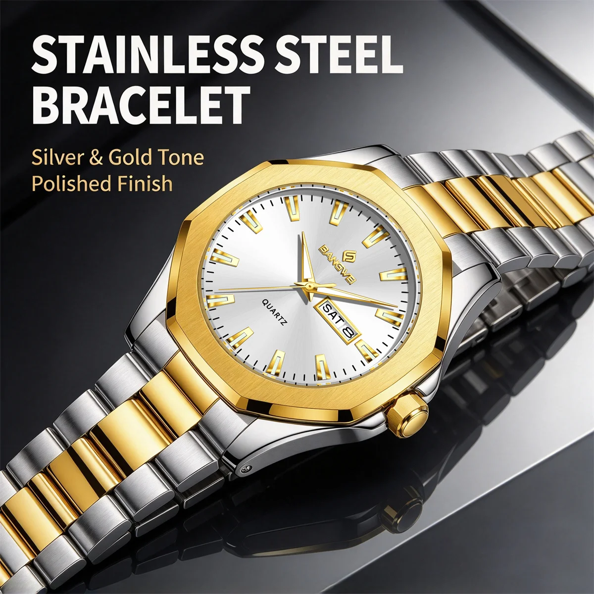 BANGWEI 2026 Fashion Men's Quartz Watch Stainless Steel Waterproof Luminous Man Watch Chronograph Date Watches For Men Reloj