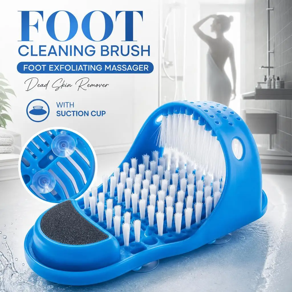High-Reliability Shower Foot Cleaning Brush, Foot Washing Slippers, Foot Scrubber, Foot Exfoliating Massage Callus Remover with Suction Cups, Suitable for Bathroom and Hotel.