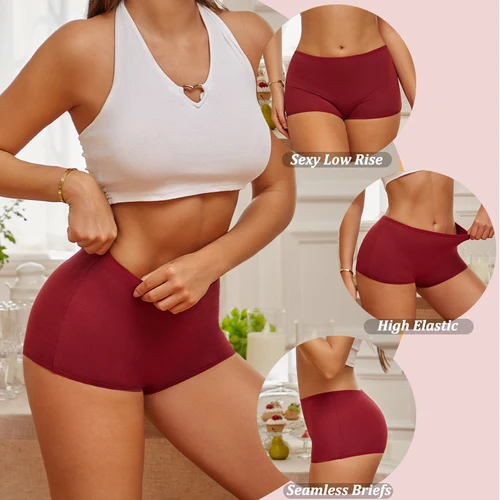 Imagen 2 del producto 8 unids/set de bragas para mujer, pantalones cortos de algodón sin costuras, calzoncillos suaves y cómodos de Color sólido, Boxers deportivos transpirables para mujer, XS-XL