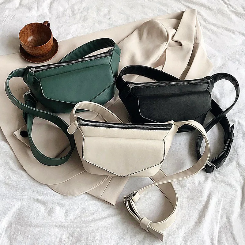 Solid Color Waist Bags For Women Quality Leather Crossbody Bag Travel Small Chest Bag Women Fanny Pack Belt Bag Female Purses