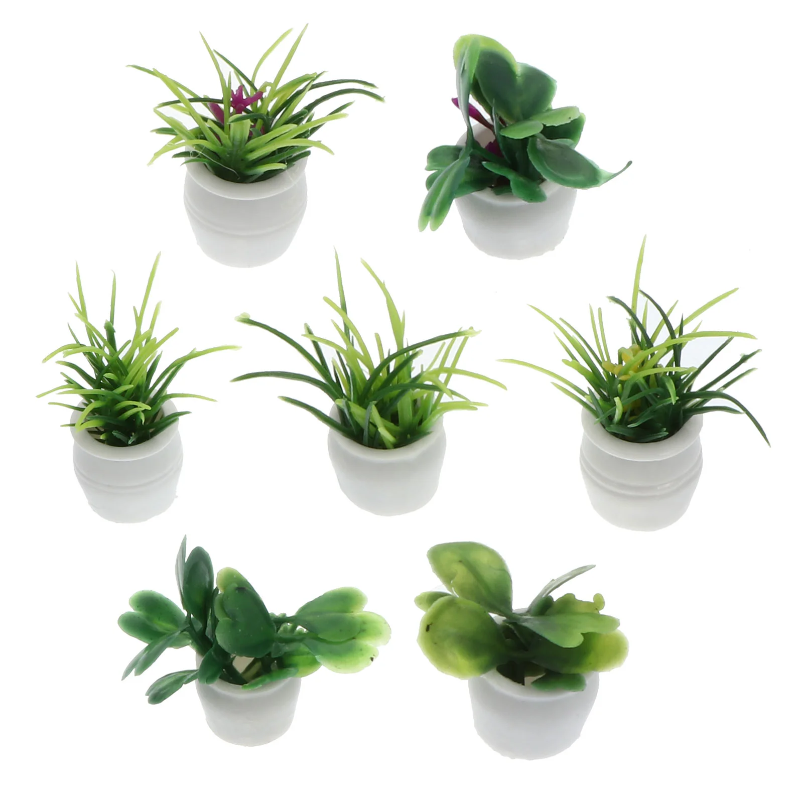 7 Pcs Mini Pots House Potted Plant Artificial Bonsai Decor Small Fake Succulent