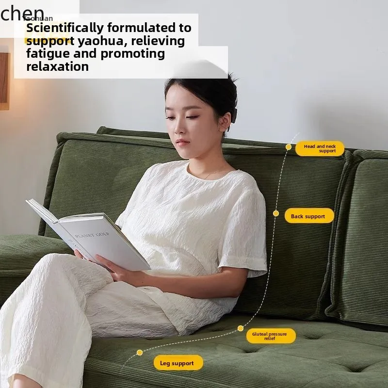 YFY  Sofa Bed Living Room Dual-use Folding Fabric Straight Cream Style Three-seater One-word Sofa