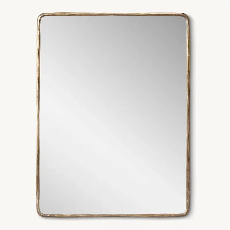 

American country light luxury retro wrought iron forging decorative mirror villa hotel model room living room bedroom