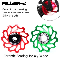 RISK 11T MTB Bicycle Rear Derailleur Jockey Wheel  Ceramic Bearing Pulley AL7075 CNC Road Bike Guide Roller Idler 4mm 5mm 6mm