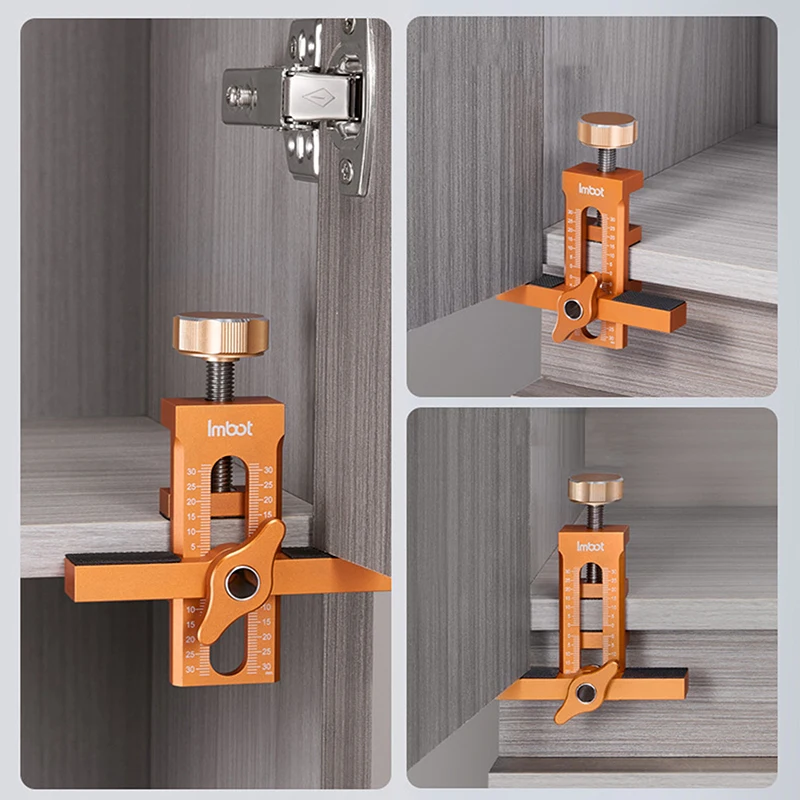 Maschera per l'installazione della porta dell'armadio per la lavorazione del legno, strumento di perforazione del dispositivo di rimbalzo dell'installazione del pannello della porta Strumento di posizionamento rapido 2 in 1