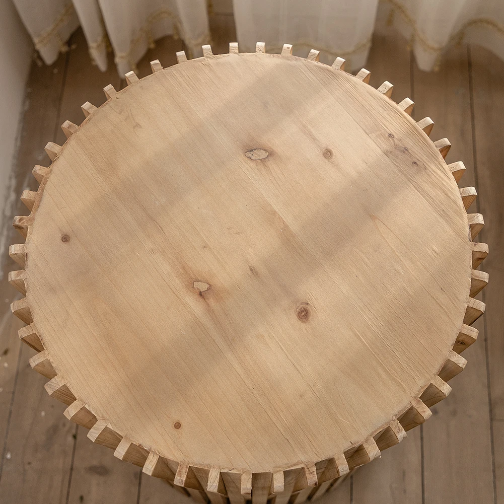 20.47" MDF Retro Farmhouse Cylindrical Coffee Table High Load Capacity For Living Room Office Dining Room