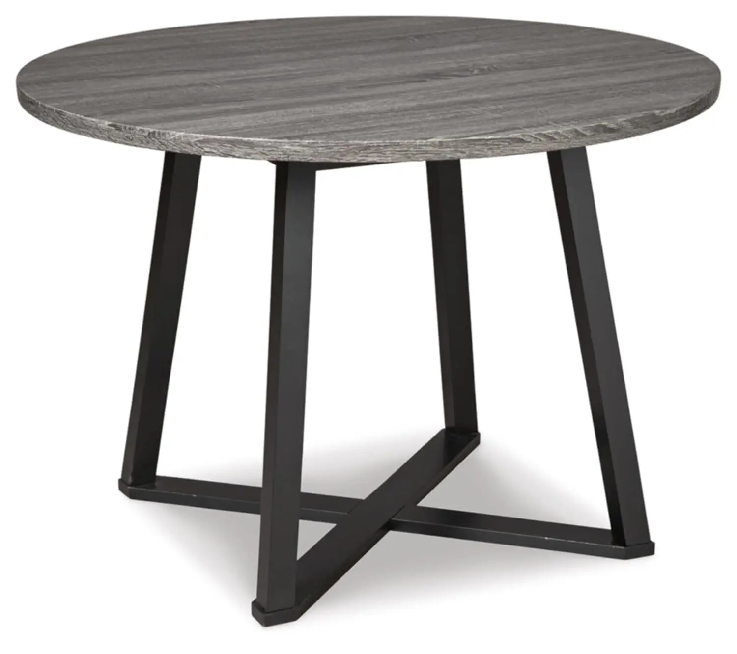 Mid Century Round Dining Room Table with Metal Legs, Gray & Black