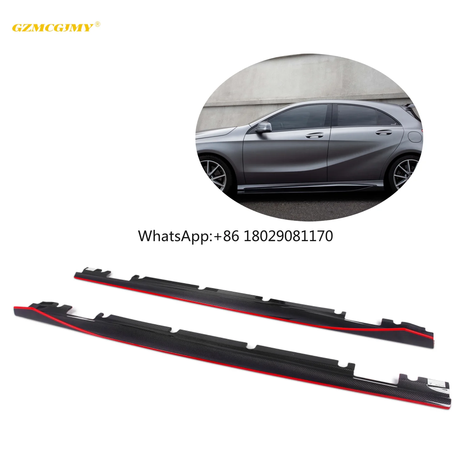 Bestseller W176 dry carbon fiber car side skirt suitable for Mercedes Benz W176 A260 A45 extended side skirt