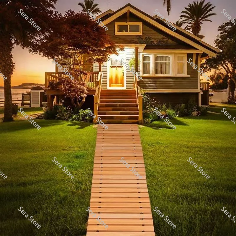 Natural Wood Garden Pathway Tiles for Courtyard Villa Lawn Decoration