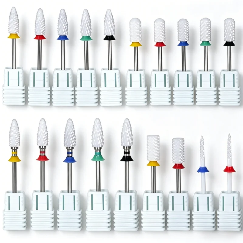 1pc Ceramic Nail Drill Bit Milling Cutter for Nail Polish Removal Shaping Buffing with 5 Grit Options Manicure Files Pedicure