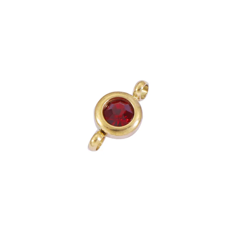5Pcs 3 Style Colorful Glass Stainless Steel Connector For Jewelry Making DIY Necklace Link Birthstone Accessories 6.5mm Supplies