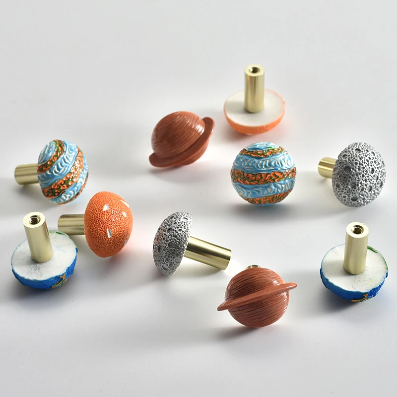 1pc Creative cartoon planet handle single-hole drawer handle children's room decoration wardrobe bookcase shoe cabinet small