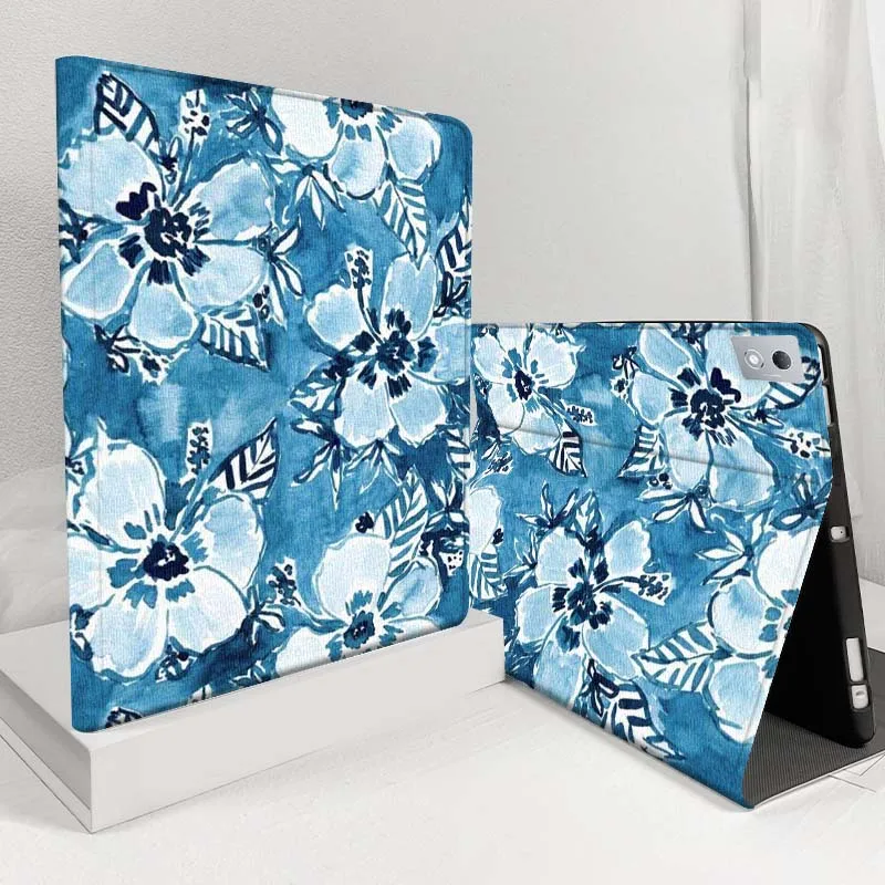 

Blue Floral Pattern Design For Lenovo Pad Legion Xiaoxin Tab Y700 K10 M10 P11 3rd Pro GT Plus Gen 5G Tablet Case