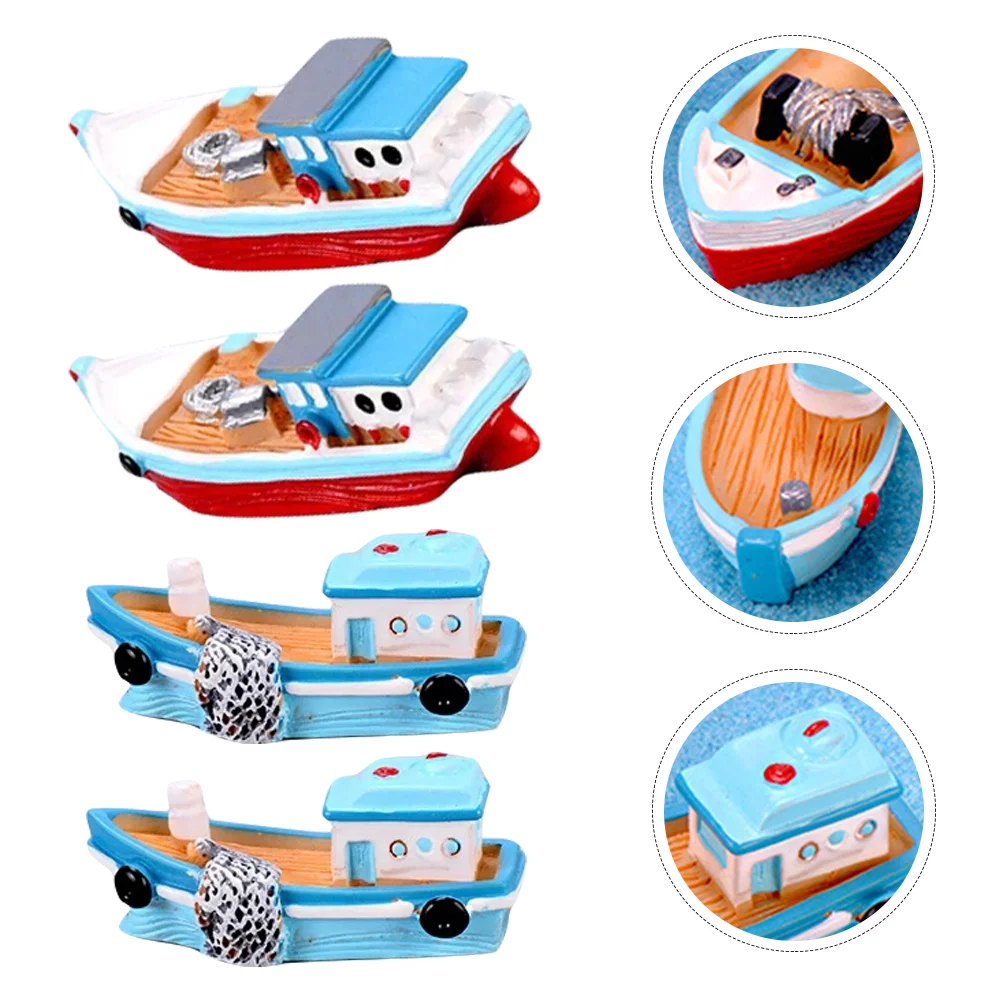 

8 Pcs Mediterranean Fishing Boat Miniature Yacht Cruise Ships Sea Decor Resin Crafts Model Decorations Child