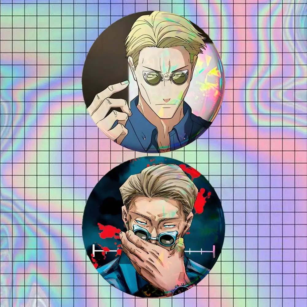 Cartoon Kento Nanami Brooches for Backpack Accessories 25,32,44,58,75mm Round Enamel Pins 2-piece set Cartoon Anime Badge