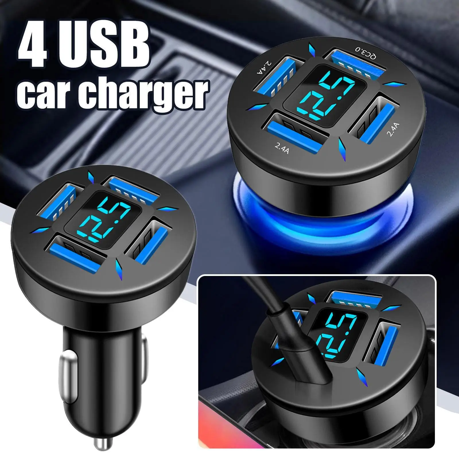 66w 4 Ports Usb Car Charger Fast Charging Pd Quick Charge 3.0 Usb C Car Phone Charger Adapter For 13 12 C7b3