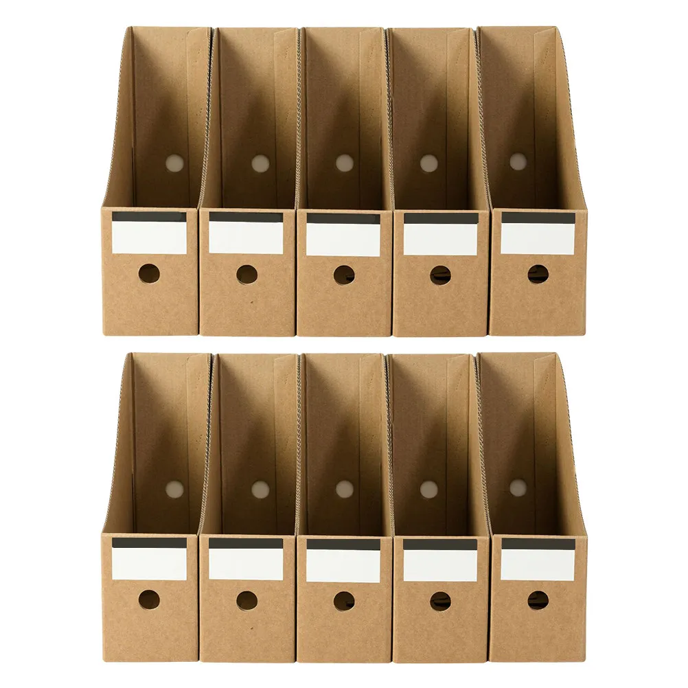 

10Pcs File Organizer Box Desktop Document Storage Holder for Office Home School Magazine Book Files Eco-Friendly Kraft Paper