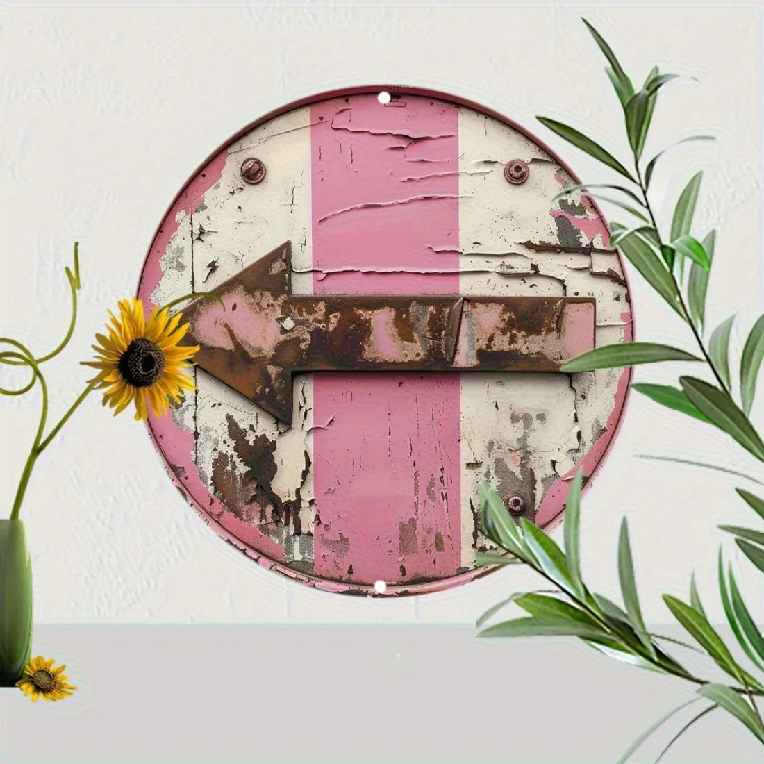 Retro Aluminum Sign with Arrow, 7.9 Inch Rustic 2D Wall Decor for Home Cafe Kitchen Farmhouse Garden, Waterproof & No Power Need