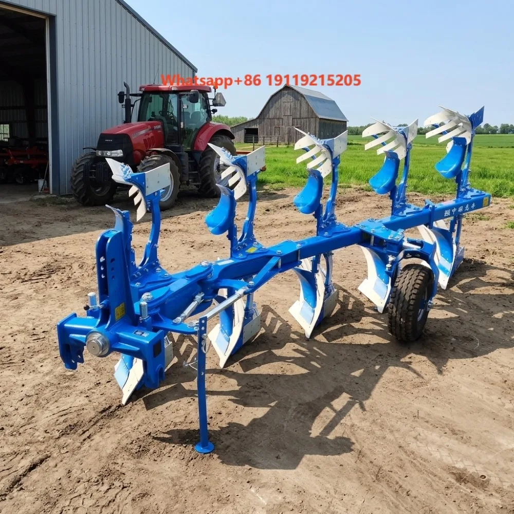 4 Bottom Reversible Furrow Plough Universal Farm Tractor Cultivator CE Certified Durable White Black Red Green 120cm Working