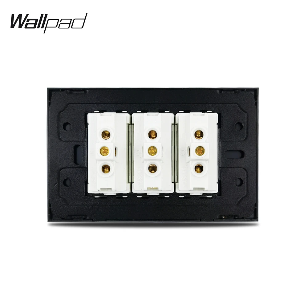 Włoski Chile gniazdko do montażu naściennego 118*75mm Wallpad L3 czarne szkło kryształowe AC 110V-250V 16A moc podwójne potrójne włochy wtyczka gniazdko do montażu naściennego — zdjęcie 4