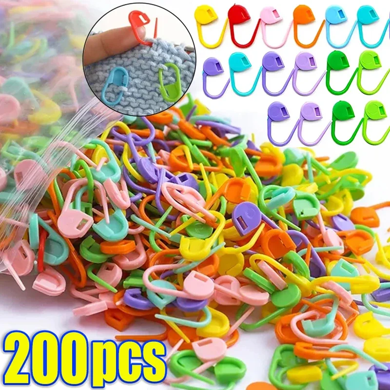 200/50pcs Colorful Mini Resin Clips Plastic Locking Stitch Markers Crochet Pins Knitting Tools Pins Sewing Needle Clip Hooks