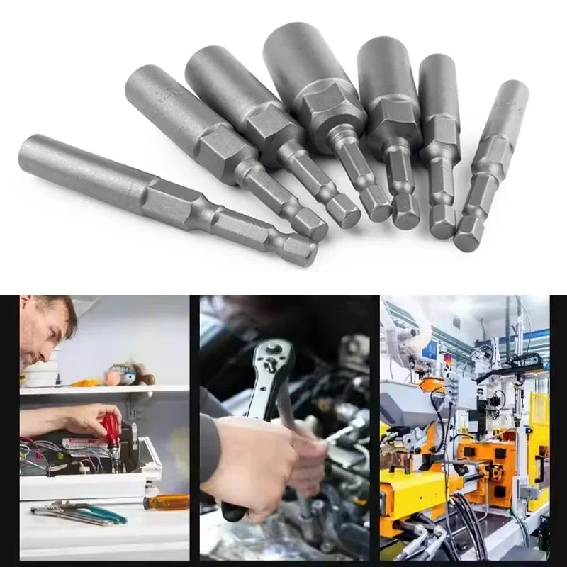 1pcs 5.5mm-16mm Length Universal Bolt Nut Driver Sockets Bit Set Deep Electric Wrench Socket 1/4Inch 6.35mm Hex Shank Hand Tools