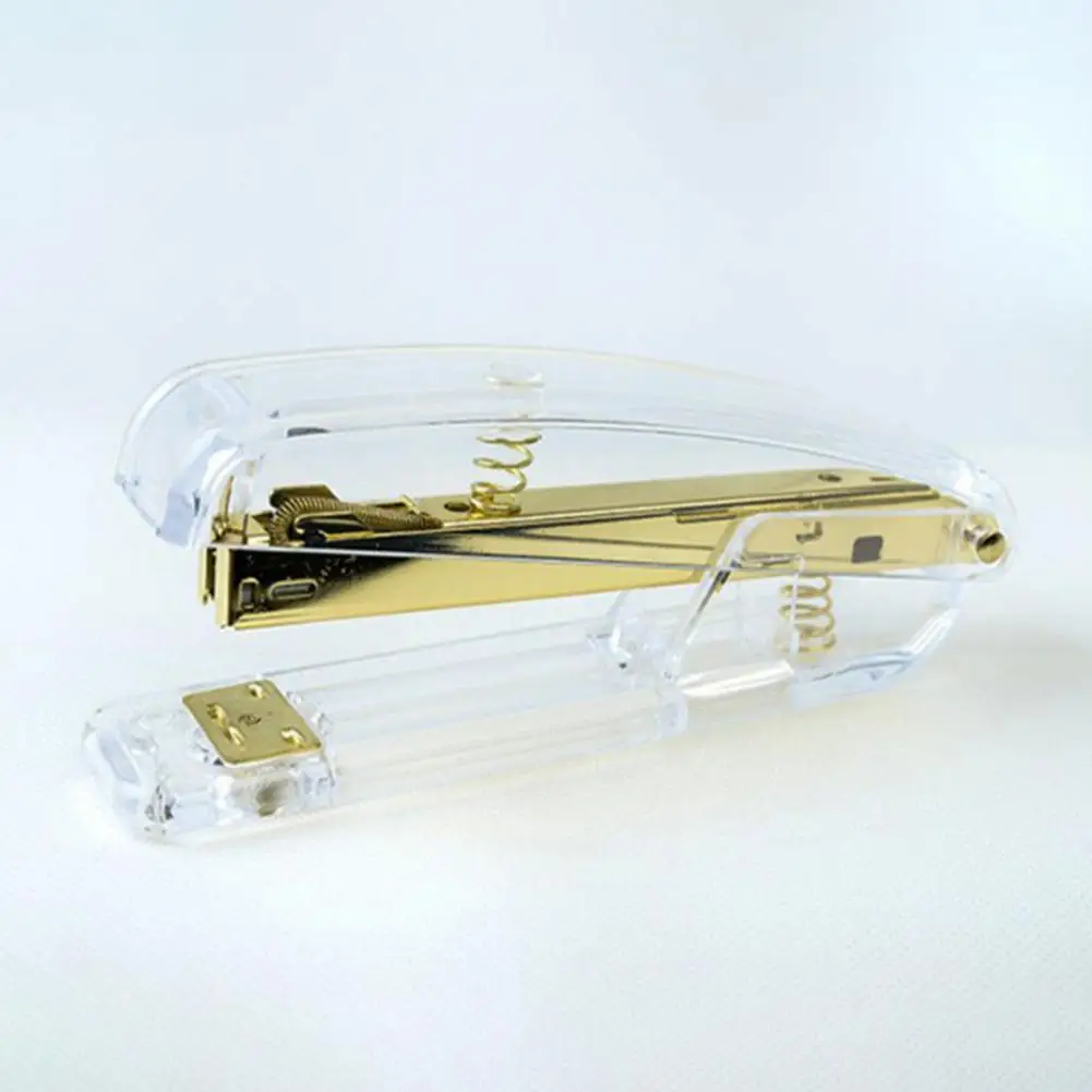 Metal Plated Stapler Lever-action Stapler Transparent Desktop Stapler Heavy Duty 25-sheet Capacity One-finger Operation